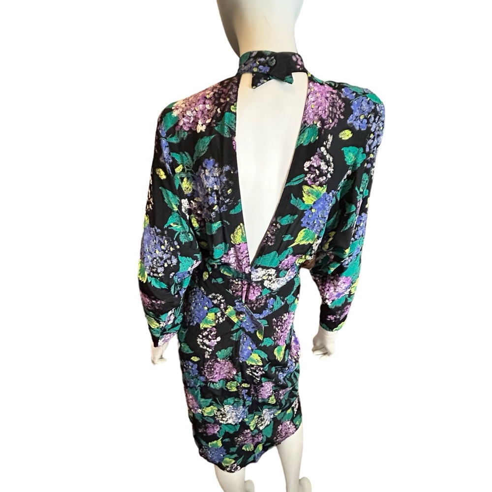 Vintage 80s Michelle Stuart Floral Dress Small - Picture 6 of 12